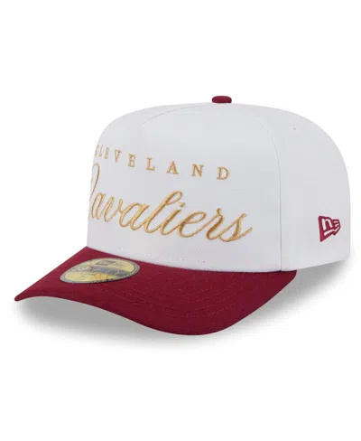 New Era Men's White/wine Cleveland Cavaliers 2025 Nba Draft A-frame 59fifty Fitted Hat
