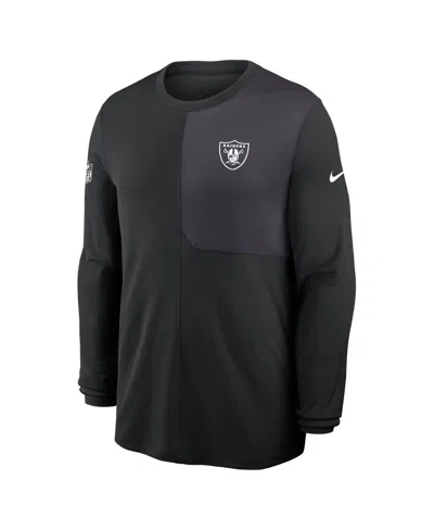 Nike Las Vegas Raiders Sideline Coach  Men's Dri-fit Nfl Long-sleeve Top In Black