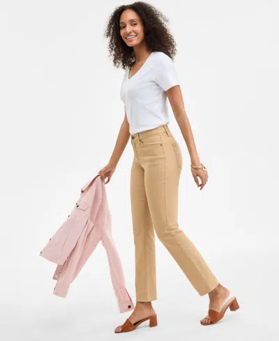 Style & Co Women's Straight-leg High Rise Twill Pants, Created For Macy's
