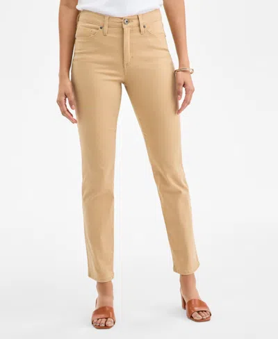Style & Co Women's Straight-leg High Rise Twill Pants, Created For Macy's