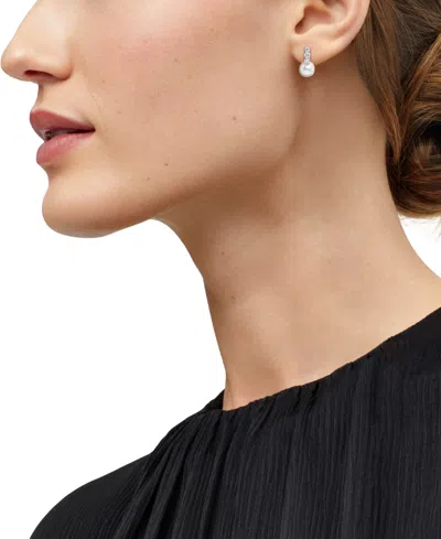 Grown With Love Cultured Freshwater Pearl (7-1/2mm) & Lab Grown Diamond (3/8 Ct. T.w.) Small Hoop Earrings In 14k Go