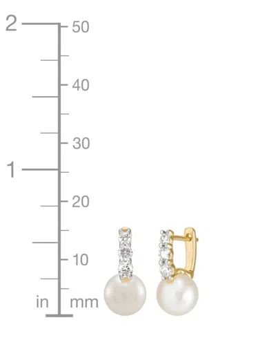 Grown With Love Cultured Freshwater Pearl (7-1/2mm) & Lab Grown Diamond (3/8 Ct. T.w.) Small Hoop Earrings In 14k Go