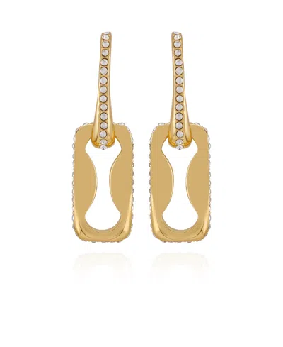 Vince Camuto Gold-tone Pave Interlocking Link Earrings