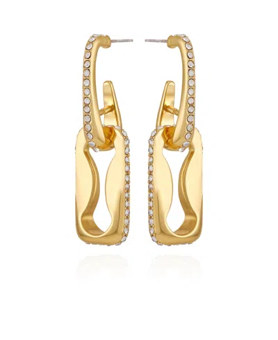 Vince Camuto Gold-tone Pave Interlocking Link Earrings