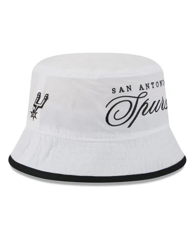 New Era Men's White/black San Antonio Spurs 2025 Nba Draft Nylon Bucket Hat