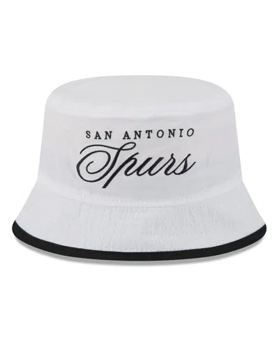 New Era Men's White/black San Antonio Spurs 2025 Nba Draft Nylon Bucket Hat