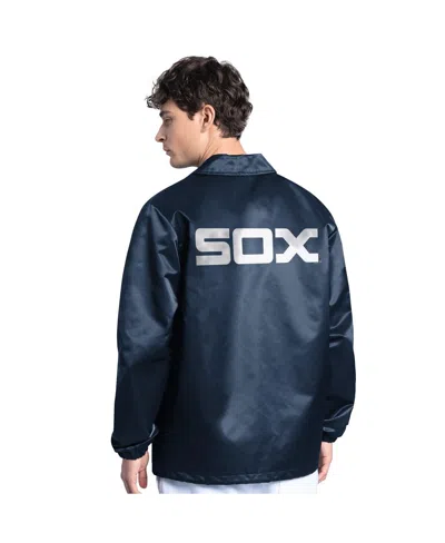 Starter Navy Chicago White Sox Cooperstown Collection Point Man Full-snap Coaches Jacket In Blue