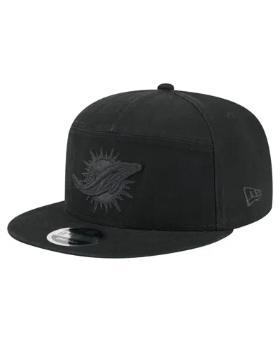 New Era Men's Black Miami Dolphins Adventure Canvas Split Panel 9fifty Snapback Hat