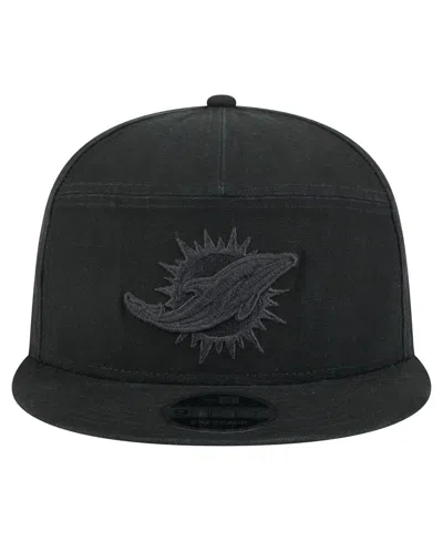 New Era Men's Black Miami Dolphins Adventure Canvas Split Panel 9fifty Snapback Hat