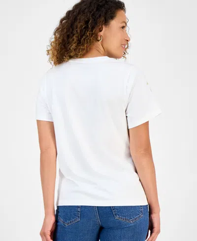 Inc International Concepts Petite Cotton Palm Crewneck Tee, Exclusively At Macy's