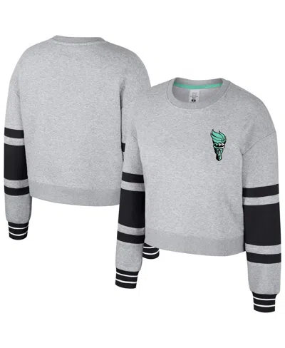 Stadium Essentials Men's And Women'sâ Heather Gray New York Liberty Cropped Pullover Sweatshirt