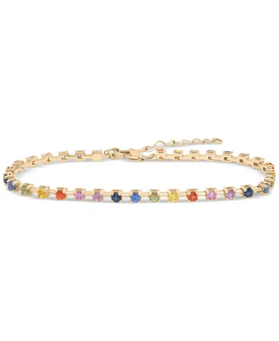 Macy's Lab Grown Multicolor Sapphire Flex Bracelet (2-1/8 Ct. T.w.) In 14k Gold Over Sterling Silver