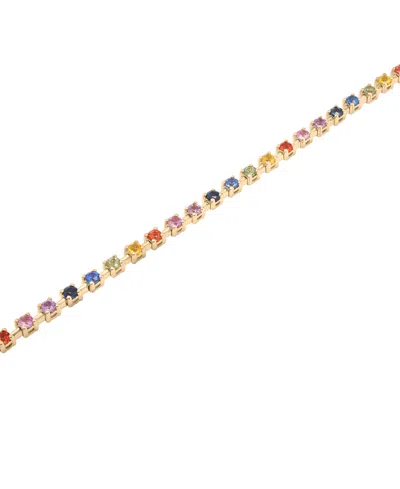Macy's Lab Grown Multicolor Sapphire Flex Bracelet (2-1/8 Ct. T.w.) In 14k Gold Over Sterling Silver