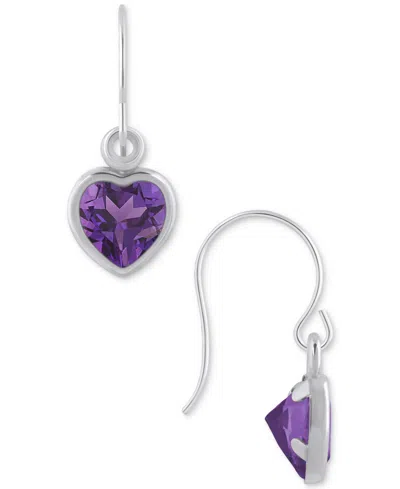 Macy's Gemstone Heart Drop Earrings In 10k Yellow Gold (also In 10k White Gold)