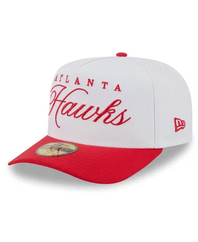 New Era Men's White/red Atlanta Hawks 2025 Nba Draft A-frame 59fifty Fitted Hat