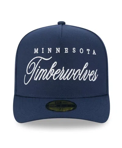 New Era Men's Navy Minnesota Timberwolves 2025 Nba Draft A-frame 59fifty Fitted Hat