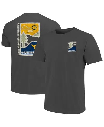Image One Men's Graphite West Virginia Mountaineers Comfort Colors Minimal Vista Distressed Graphics T-shirt In Gray