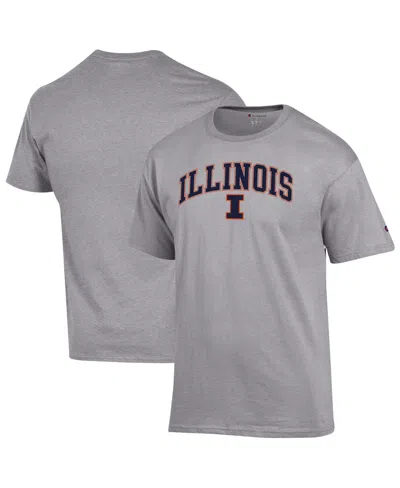 Champion Men'sâ Heather Gray Illinois Fighting Illini Arch Over Logo T-shirt In Multi