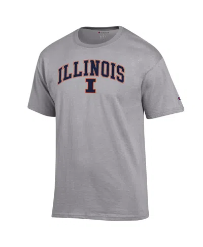 Champion Men'sâ Heather Gray Illinois Fighting Illini Arch Over Logo T-shirt In Multi