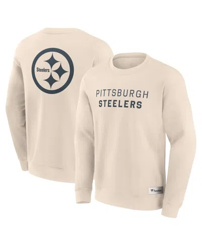 Fanatics Men's Cream Pittsburgh Steelers Elements Future Ground Lettering Pullover Sweatshirt In White