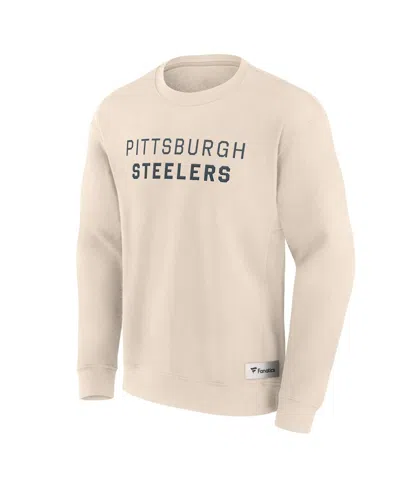 Fanatics Men's Cream Pittsburgh Steelers Elements Future Ground Lettering Pullover Sweatshirt In White