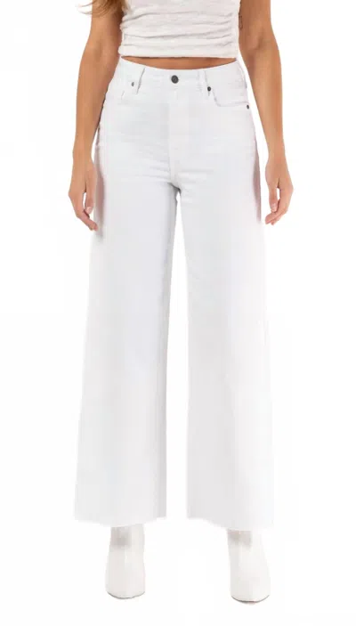 Hidden Nori Clean Cropped Wide Leg Jeans In White In White