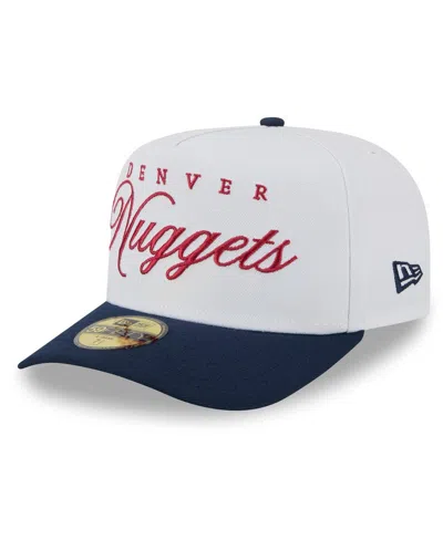 New Era Men's White/navy Denver Nuggets 2025 Nba Draft A-frame 59fifty Fitted Hat
