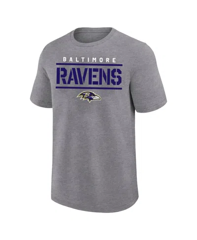 Fanatics Men's Heather Gray Baltimore Ravens Big Tall Top Notch T-shirt In Gray