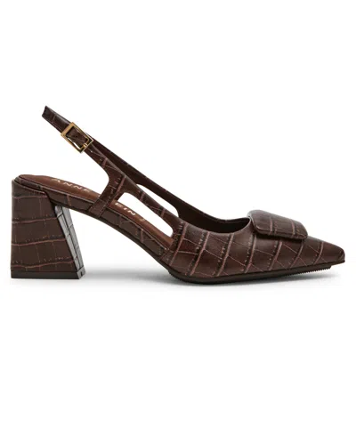 Anne Klein Women's Renetta Slingback Block Heel Pumps In Brown