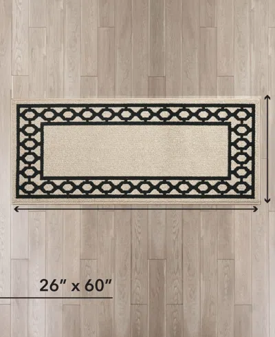 Jean Pierre New York Jean Pierre Christine Trellis Border Tufted Runner Rug, 26" X 60" In Black
