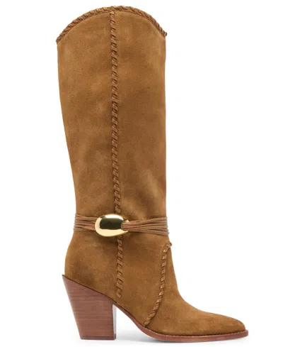 Dolce Vita Jody Wide Calf Boots Lt Brown Suede In Brown