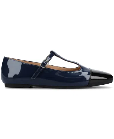 Journee Collection Women's Theah T-strap Cap Toe Mary Jane Flats