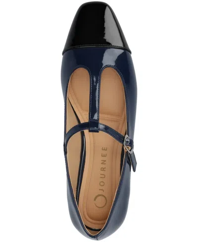 Journee Collection Women's Theah T-strap Cap Toe Mary Jane Flats