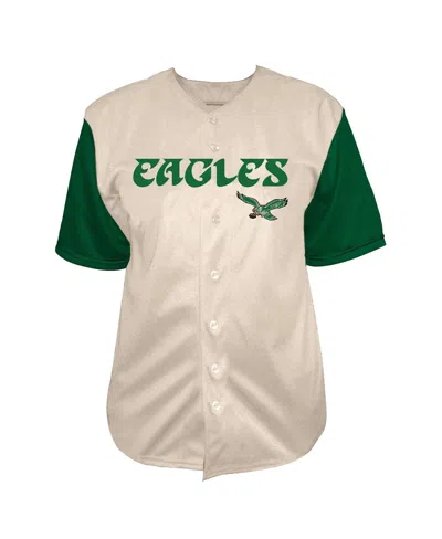 Fanatics Men's Cream Philadelphia Eagles Vintage Full-button Short Sleeve Shirt In White