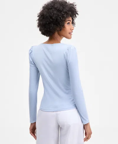 On 34th Women's Square-neck Puff-sleeve Top, Exclusively At Macy's In Blue