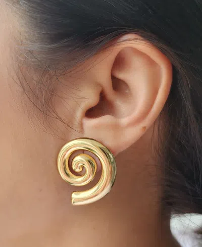 Adornia Tarnish Resistant 18k Gold Plated Swirl Statement Stud Earrings