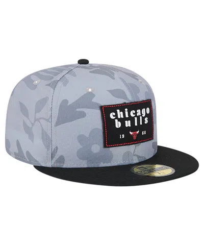 New Era Men's Gray Chicago Bulls Palm Fronds 2-tone 59fifty Fitted Hat
