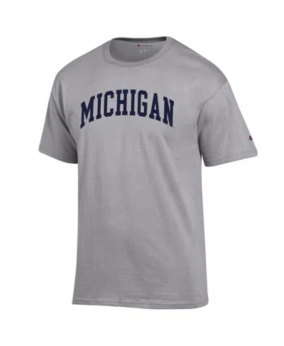 Champion Men's Heather Gray Michigan Wolverines Basic Arch T-shirt In Gray