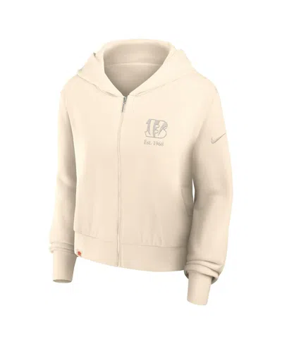 Nike Women's Cream Cincinnati Bengals Glory Cropped Full-zip Hoodie