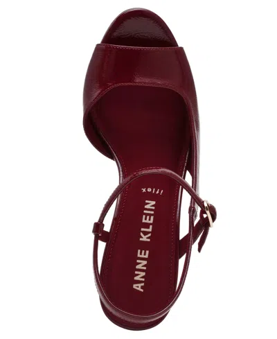 Anne Klein Jessica Ankle Strap Sandal In Burgundy