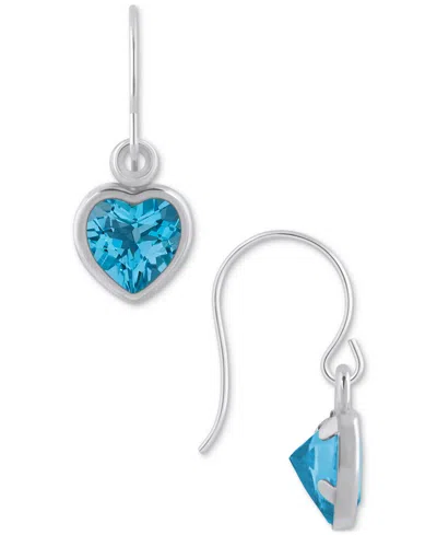 Macy's Gemstone Heart Drop Earrings In 10k Yellow Gold (also In 10k White Gold)