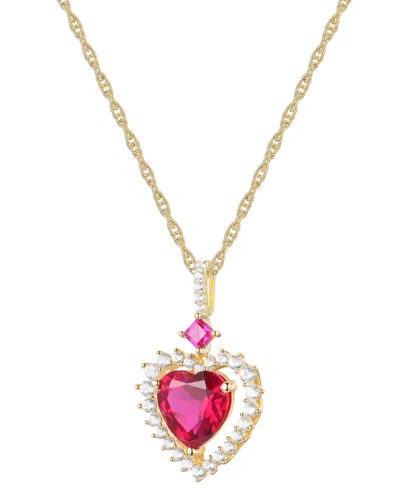 Macy's Lab Grown Ruby (2-5/8 Ct. T.w.) & Lab Grown White Sapphire (1/3 Ct. T.w.) Heart 18" Pendant Necklace