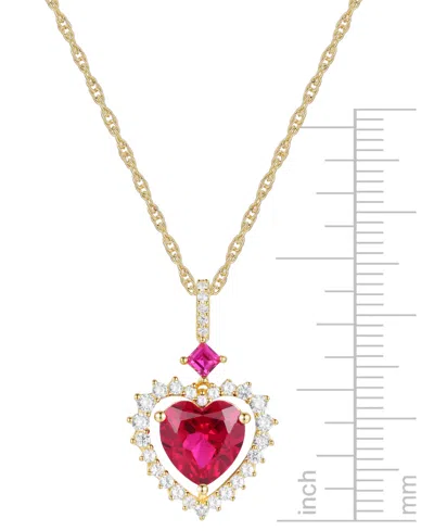 Macy's Lab Grown Ruby (2-5/8 Ct. T.w.) & Lab Grown White Sapphire (1/3 Ct. T.w.) Heart 18" Pendant Necklace