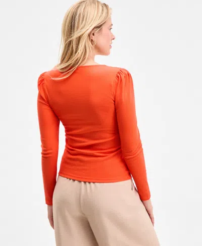 On 34th Women's Square-neck Puff-sleeve Top, Exclusively At Macy's In Orange