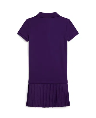 Polo Ralph Lauren Toddler And Little Girls Pleated Stretch Mesh Polo Dress In Blue