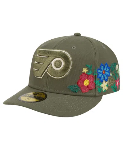 New Era Men's Olive Philadelphia Flyers Tonal Florals 59fifty Fitted Hat