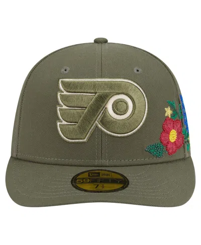 New Era Men's Olive Philadelphia Flyers Tonal Florals 59fifty Fitted Hat