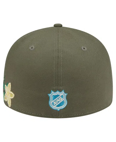 New Era Men's Olive Philadelphia Flyers Tonal Florals 59fifty Fitted Hat