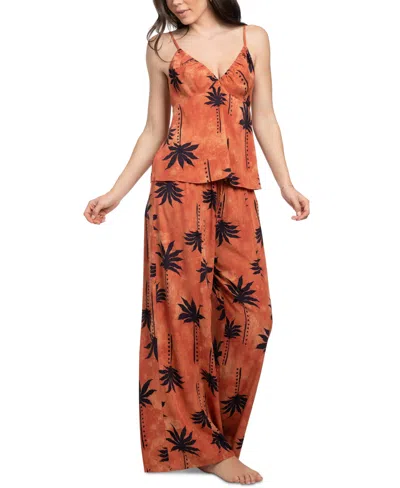 Midnight Bakery Palm Print Pajamas In Brown
