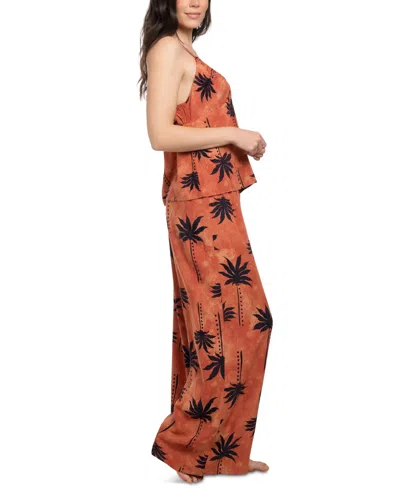 Midnight Bakery Palm Print Pajamas In Brown